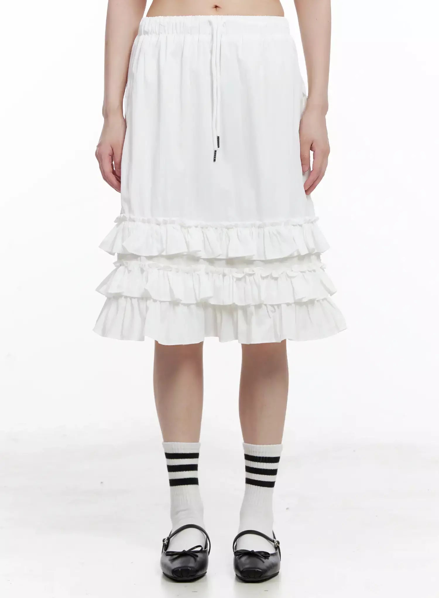 Ruffled Layered Midi Skirt IL528